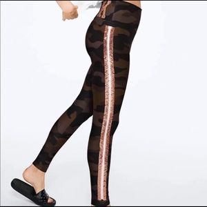 PINK COTTON HIGH WAIST SEQUIN BLING CAMO LEGGING